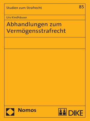 cover image of Abhandlungen zum Vermögensstrafrecht